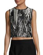 Marina Sequined Sleeveless Cropped Top