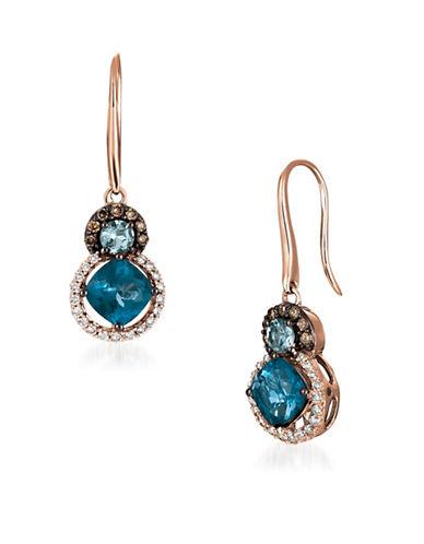 Levian Diamonds, Topaz, Aquamarine And 14k Rose Gold Drop Earrings