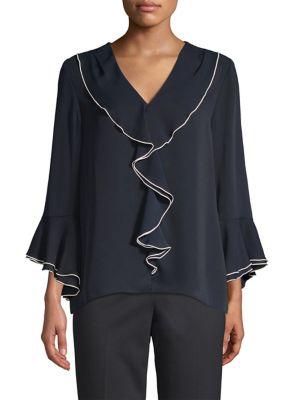 Elie Tahari Julianna Georgette Ruffled Blouse