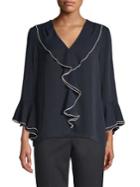 Elie Tahari Julianna Georgette Ruffled Blouse