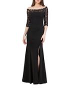 Js Collections Beaded Off-the-shoulder Lace Gown