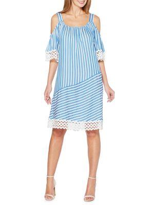 Rafaella Lace-trimmed Cold-shoulder Dress