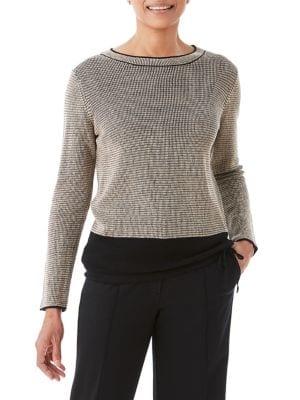 Olsen Bird's Eye Tied-hem Sweater