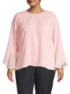 Vince Camuto, Plus Size Plus Long Bell-sleeve Blouse