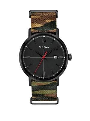 Bulova Aerojet Stainless Steel & Camo-strap Analog Watch