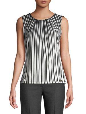 Calvin Klein Striped Pleated Top