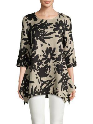 Context Floral Silhouette Sharkbite Tunic