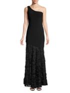 Betsy & Adam Lace-trimmed One-shoulder Mermaid Gown