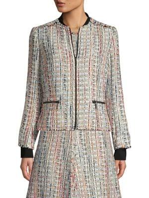 Elie Tahari Brooke Tweed Bomber Jacket