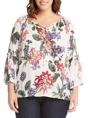 Karen Kane Plus Ruffled Floral Top