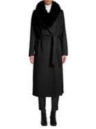 Forecaster Of Boston Fox Fur Collar Belted Wool-blend Coat