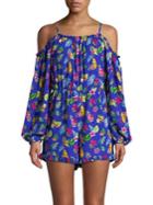 Design Lab Lord & Taylor Printed Cold-shoulder Romper