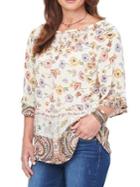Democracy Bell-sleeve Floral-print Top