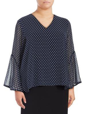 Calvin Klein Plus Printed Bell-sleeve Blouse