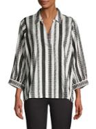 Karl Lagerfeld Paris Eyelet Striped Blouse