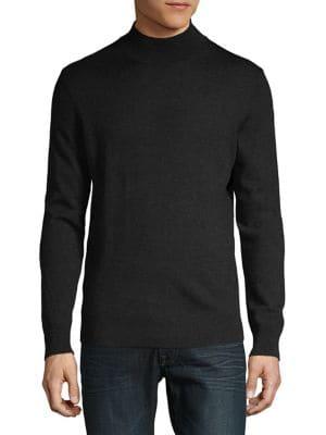 Black Brown Merino Wool Mockneck Sweater