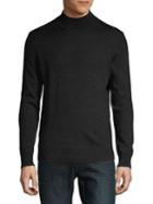 Black Brown Merino Wool Mockneck Sweater