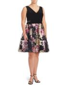 Xscape Plus Floral Fit-and-flare Dress