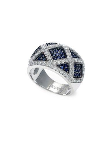Effy Final Call 0.76tcw Diamonds, Natural Sapphire And 14k White Gold Ring