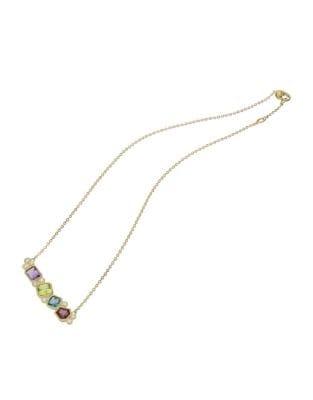 Ripka Boca Diamond, Amethyst, London Blue Topaz, Peridot, Rhodolite And 14k Yellow Gold Bar Necklace