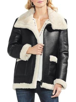 Vince Camuto Faux Leather Faux Shearling Moto Jacket