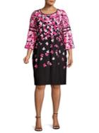 Calvin Klein Plus Floral Printed Long-sleeve Shift Dress