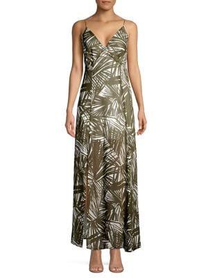 Bailey 44 Palm Frond High-slit Maxi Dress