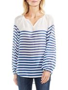 Vince Camuto Petite Ladder Stripe Cotton Blouse