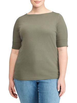Lauren Ralph Lauren Plus Cotton Boatneck T-shirt