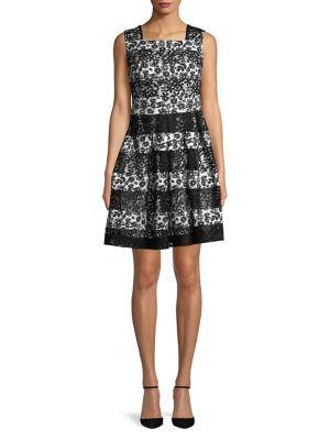 Karl Lagerfeld Paris Floral Lace Fit-and-flare Dress