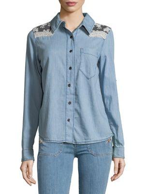 Free People Denim Look Button-down Shirt