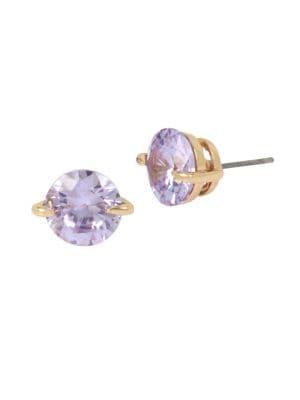 H Halston Goldtone And Cubic Zirconia Stud Earrings