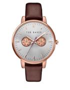 Ted Baker London Liz Stainless Steel Leather Band Watch