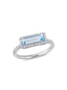 Sonatina Sterling Silver, Blue Topaz And White Sapphire Halo Ring