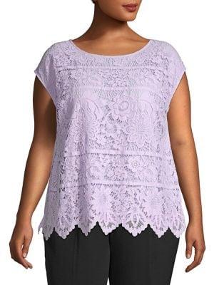 Vince Camuto Plus Scalloped Lace Blouse