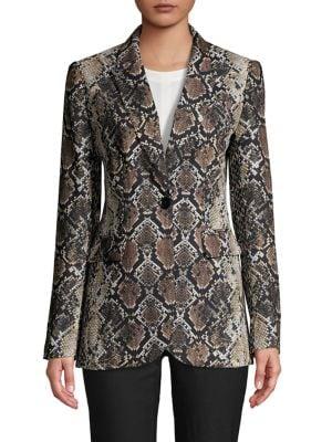 Elie Tahari Snakeskin-print Notched Blazer