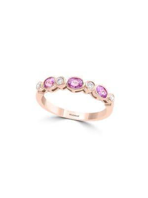 Effy 14k Rose Gold Diamond And Pink Sapphire Ring