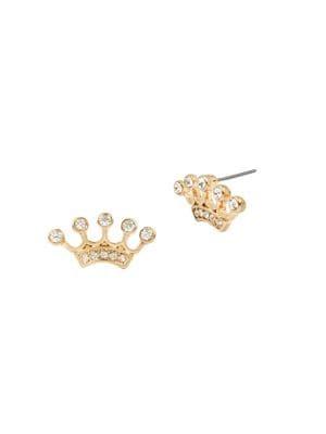 Betsey Johnson Goldtone Crown Stud Earrings