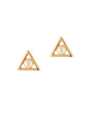 Michelle Campbell Faux Pearl Triangle Stud Earrings