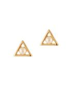 Michelle Campbell Faux Pearl Triangle Stud Earrings