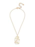 Robert Lee Morris Goldtone Wire-wrapped Mother-of-pearl Stone Pendant Necklace