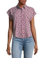 Jones New York Floral Hi-lo Buttoned Top