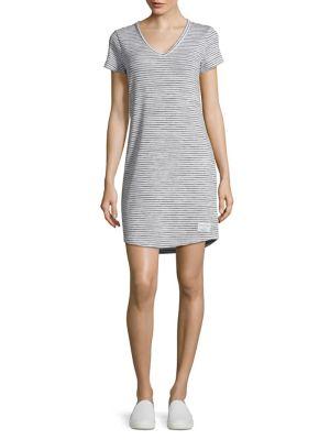 Calvin Klein Striped Flock Logo Mini Dress