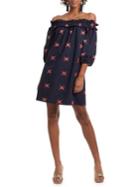 Trina Turk Butterfly Off-the-shoulder Cotton Dress