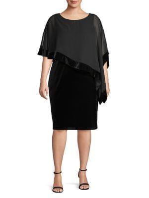 Lori Michaels Plus Cape Over Sheath Dress
