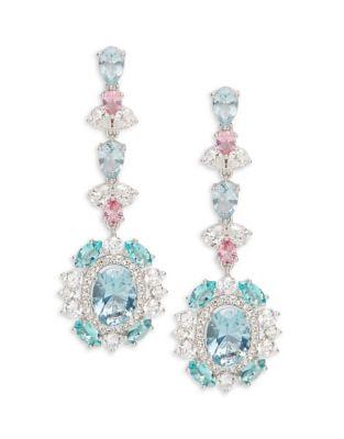 Nadri Aqua Crystal Dangling Earrings