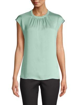 Vince Camuto Crewneck Cap-sleeve Blouse