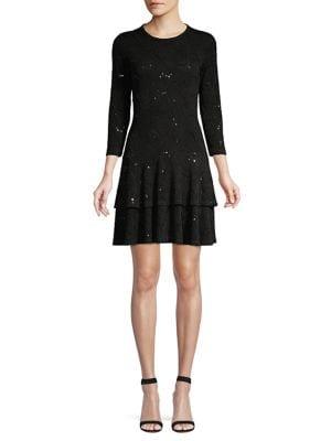 Michael Michael Kors Jacquard Sequin Flounce Dress