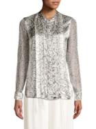 Elie Tahari Terri Snake-skin Print Silk Blouse