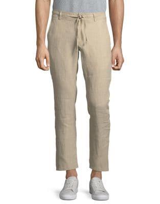 Black Brown Drawstring Linen Pants